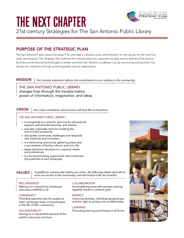 San Antonio Public Library Strategic Plan Fact Sheet